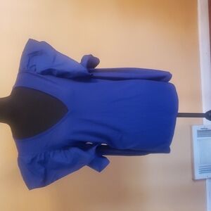 Ashley Stewart Cold Shoulder Ruffle Top Blue Size 18/20 Long Sleeve